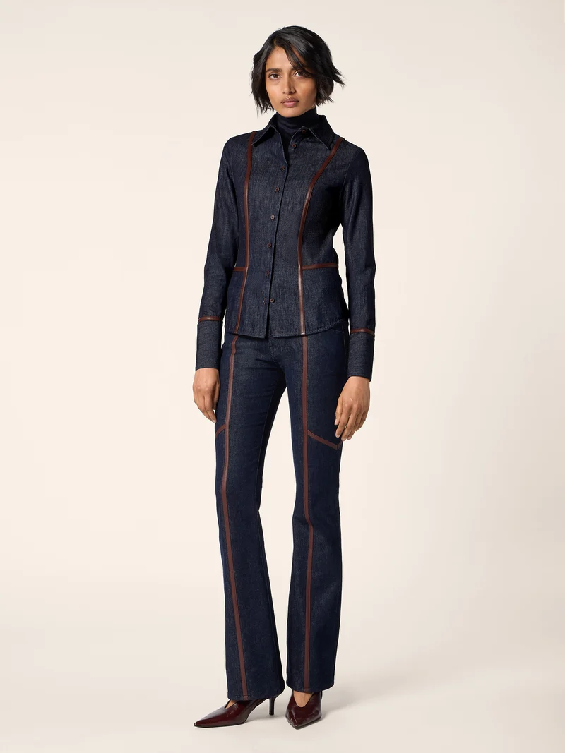 Light Denim and Nappa Leather Shirt