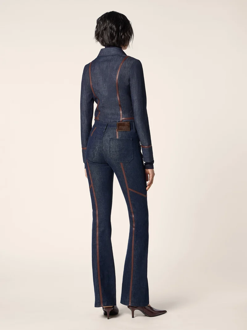 Light Denim and Nappa Leather Shirt