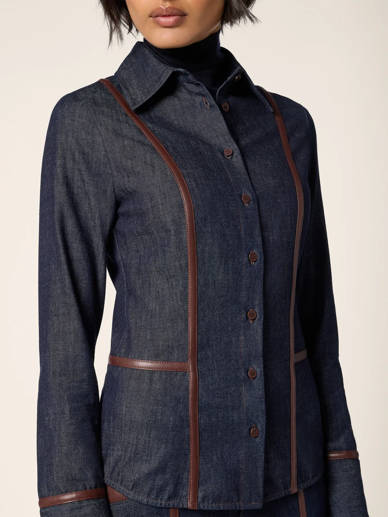 Light Denim and Nappa Leather Shirt