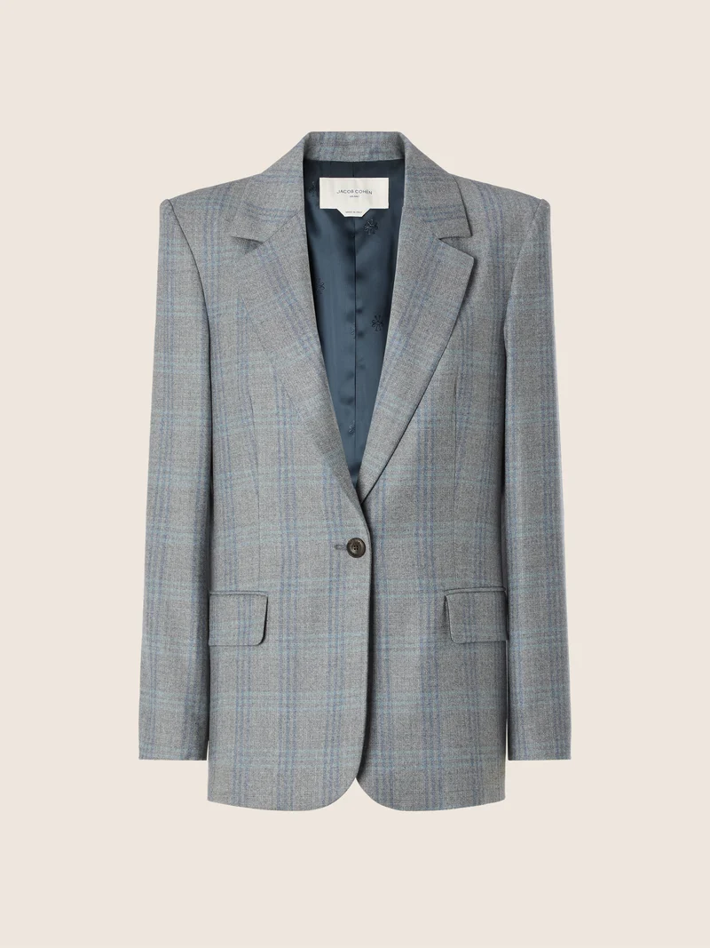 Check Wool Flannel Blazer