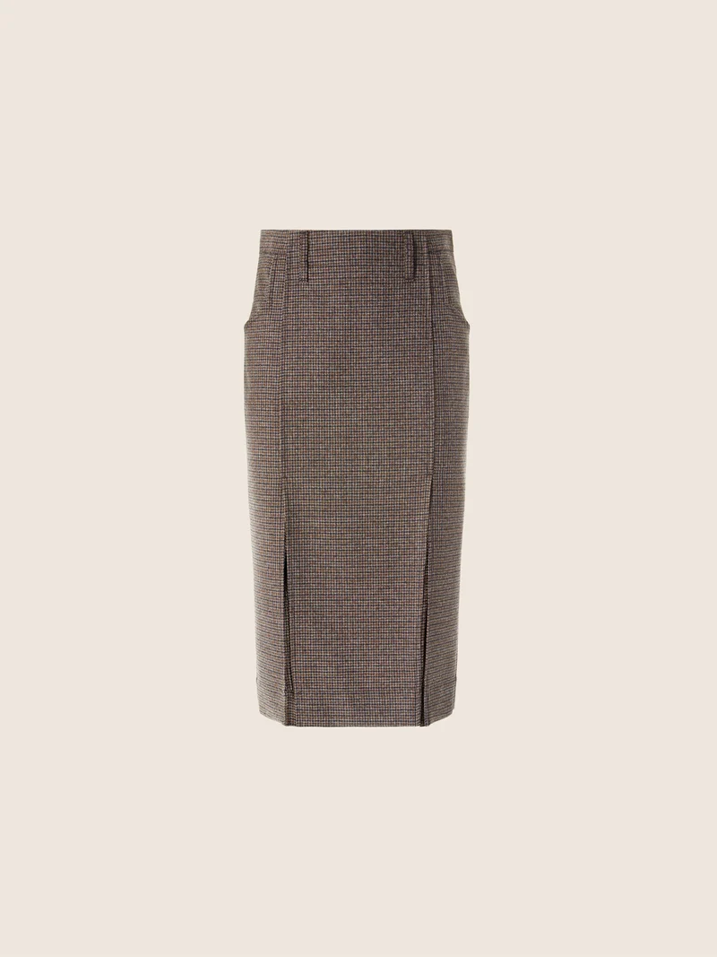 Houndstooth Wool Skirt