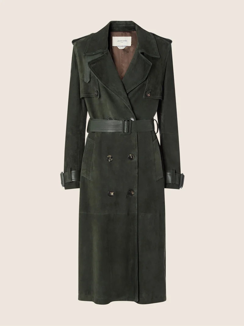 Suede and Leather Trench Coat