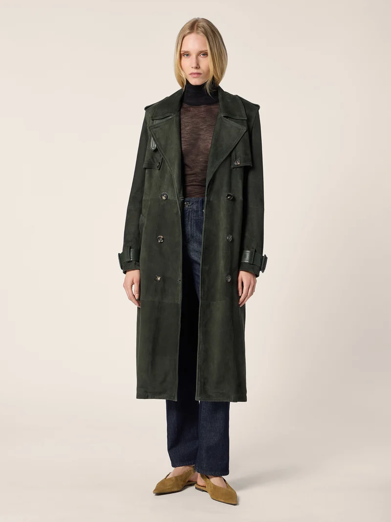 Suede and Leather Trench Coat