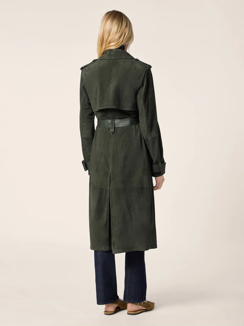 Suede and Leather Trench Coat