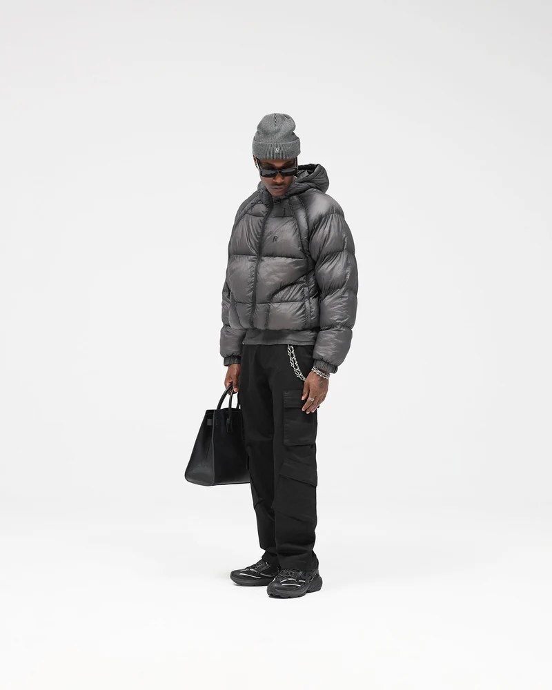 Translucent Hooded Puffer - Washed Black