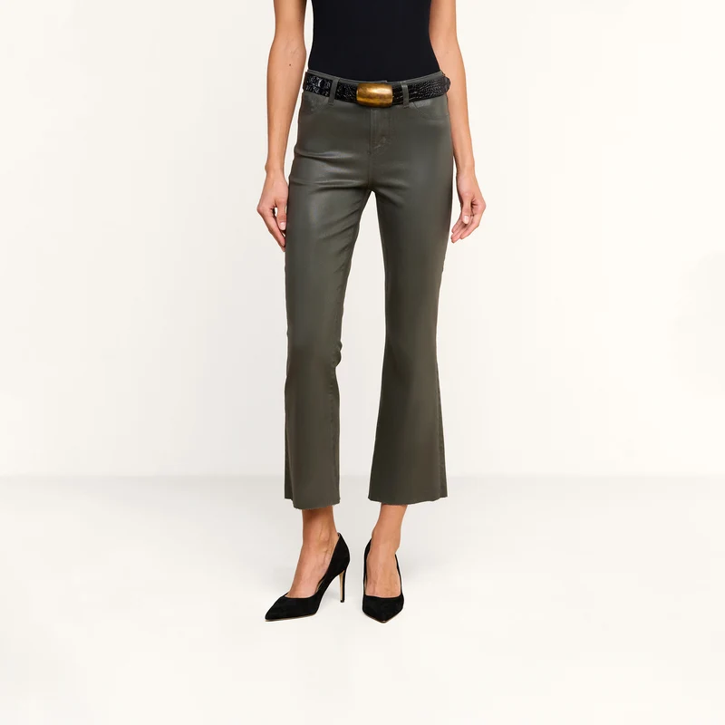 Kendra Coated Cropped Flare Jean