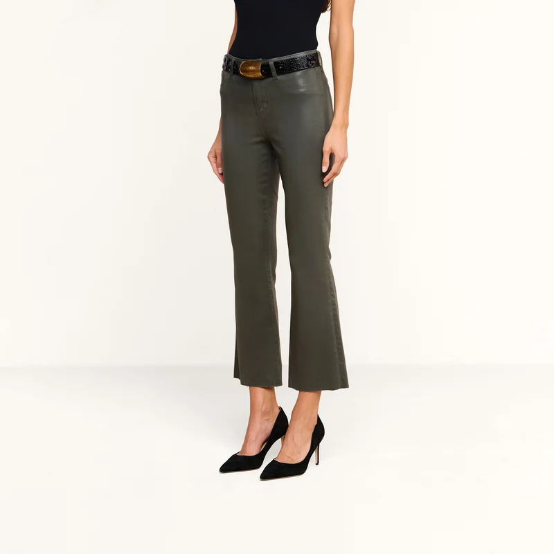Kendra Coated Cropped Flare Jean
