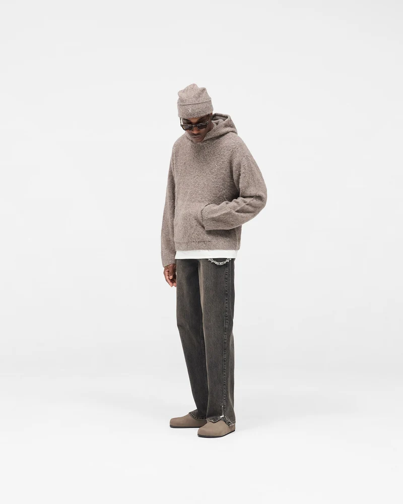 Textured Borg Hoodie - Nero