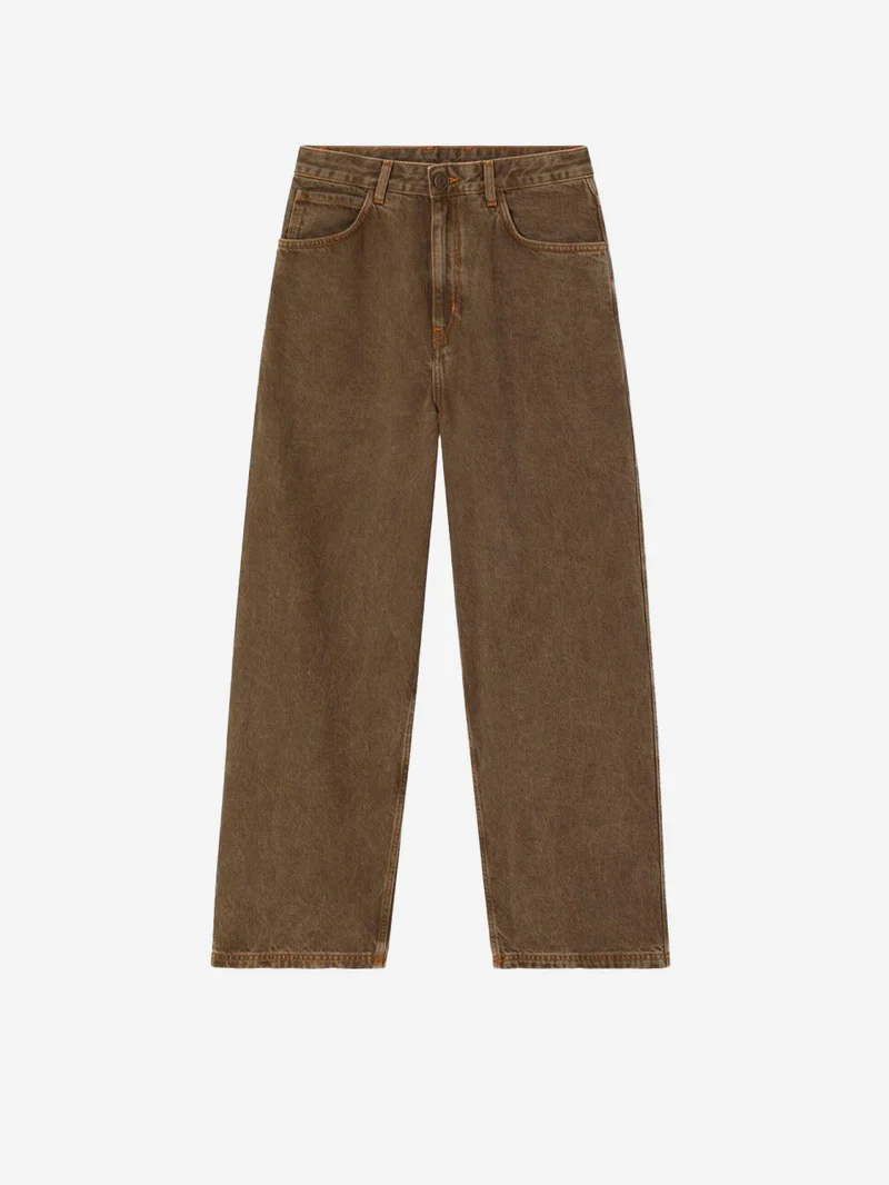 Jeans loose marroni effetto consumato