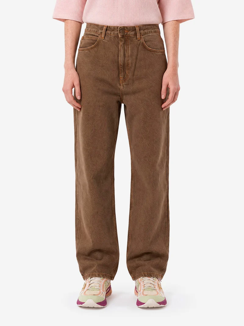 Jeans loose marroni effetto consumato