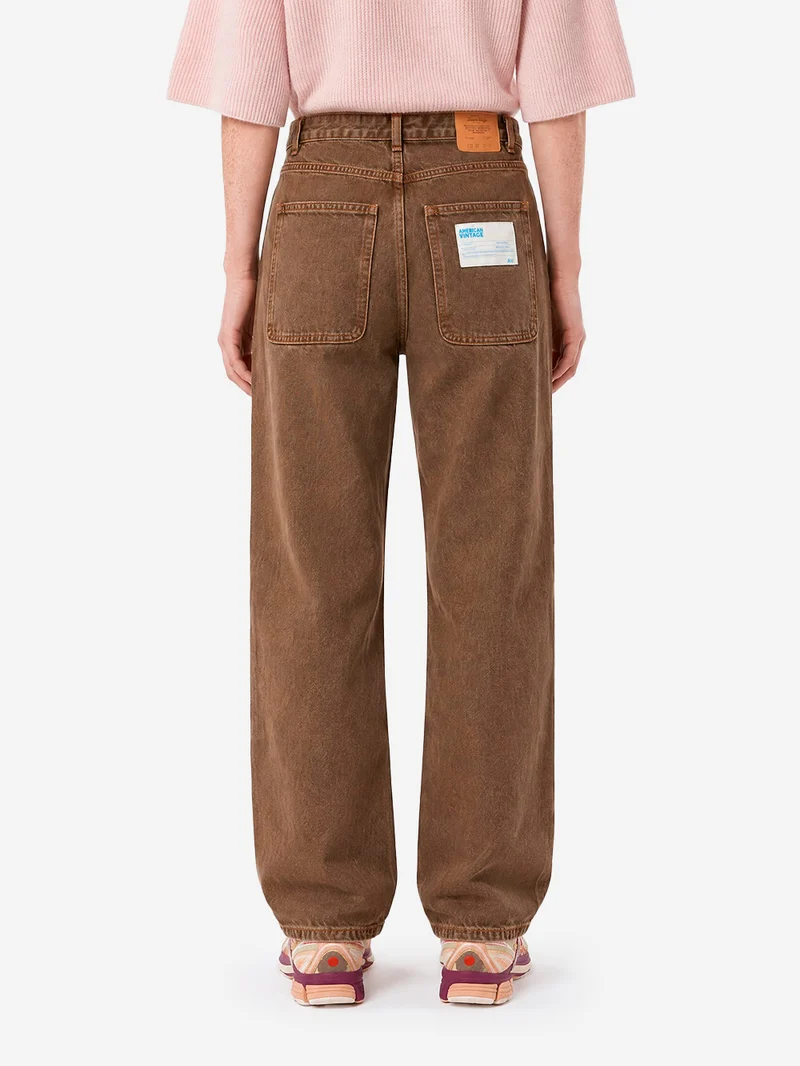 Jeans loose marroni effetto consumato