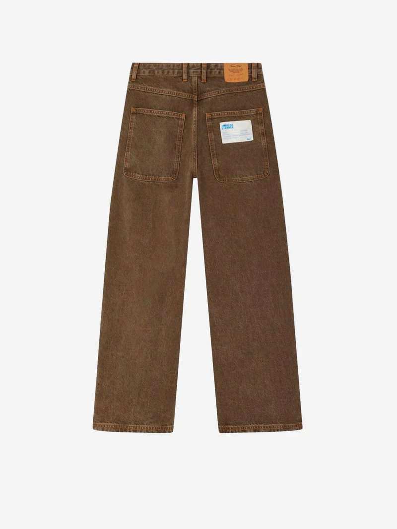 Jeans loose marroni effetto consumato