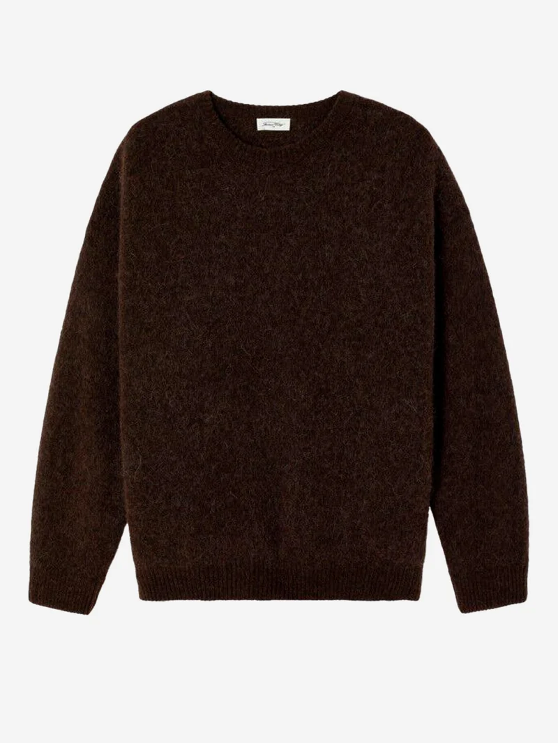 Maglione oversize marrone in misto alpaca