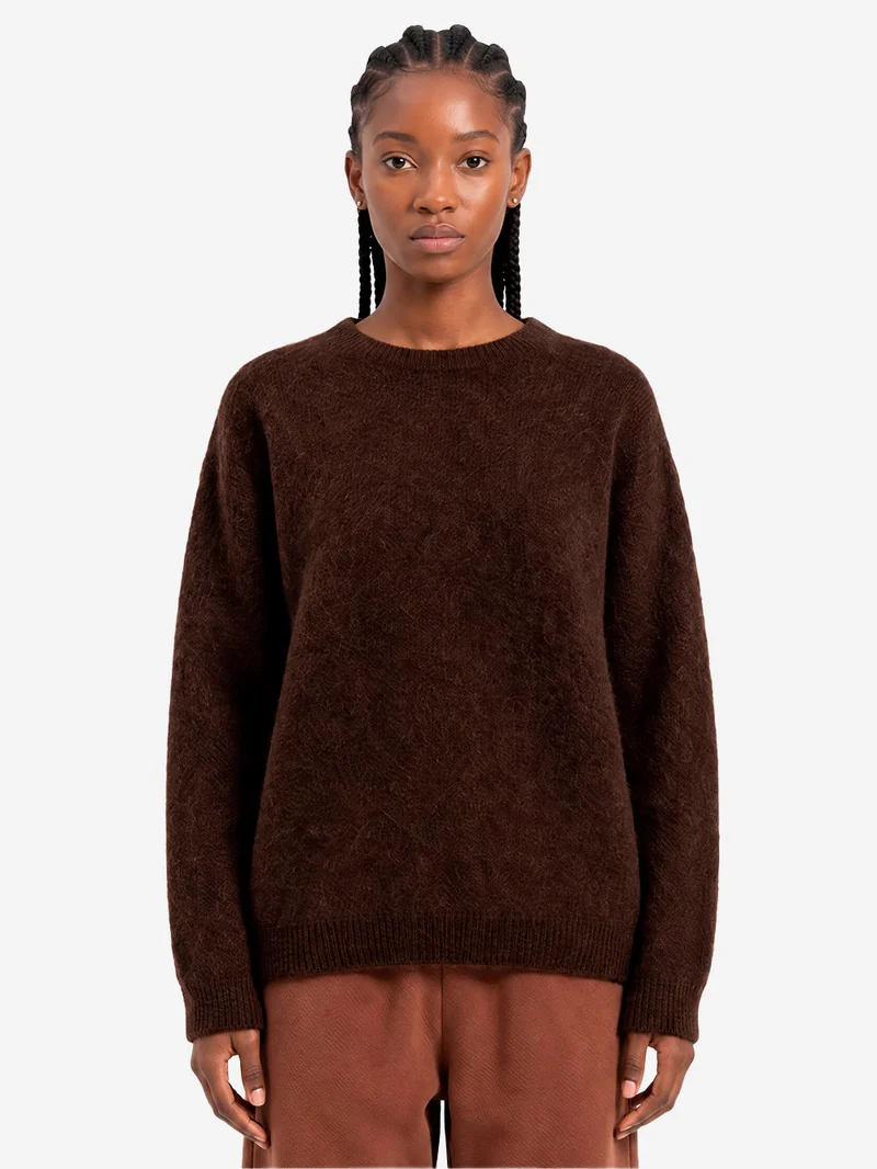 Maglione oversize marrone in misto alpaca