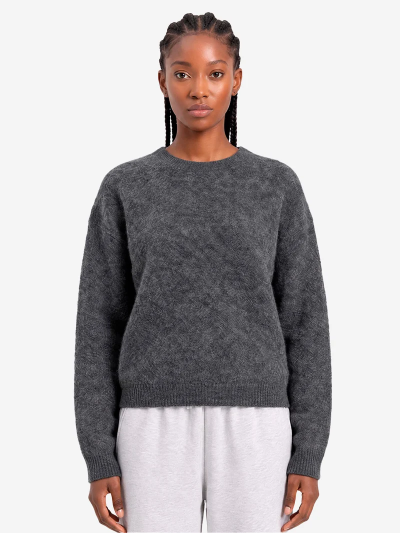 Maglione oversize grigio in misto alpaca