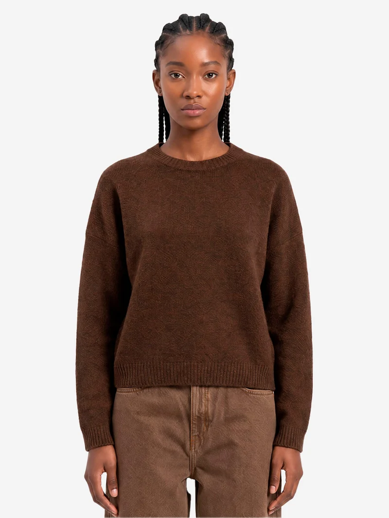 Maglione marrone a palloncino in misto lana
