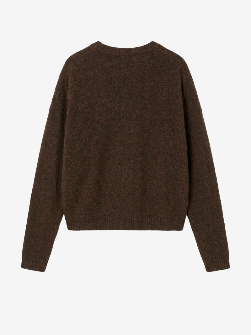 Maglione marrone a palloncino in misto lana