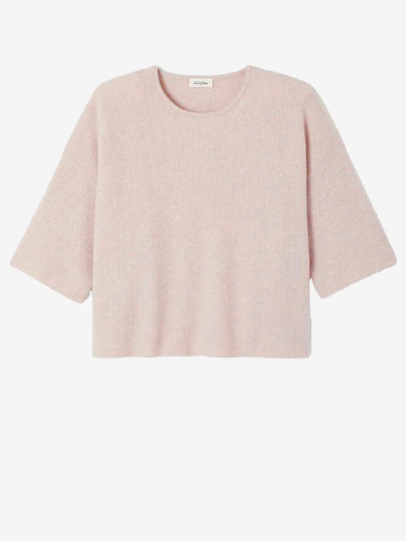 Maglione a coste in misto lana con maniche a 3/4