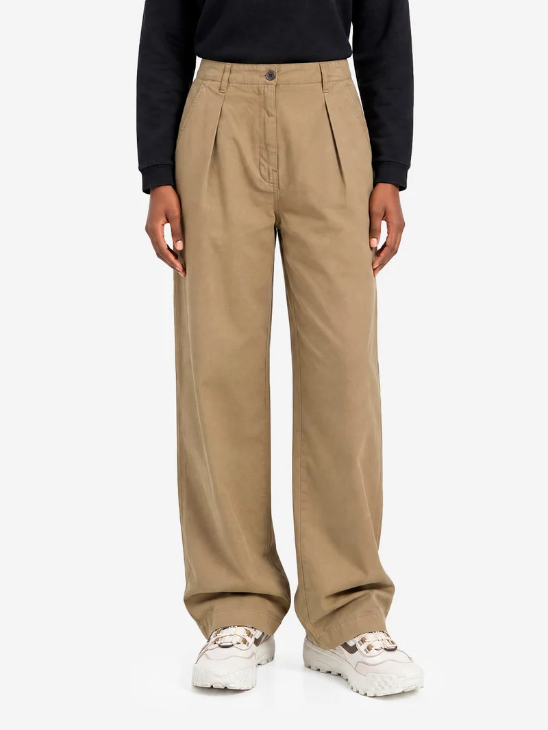 Pantaloni larghi in misto twill di lino verdi