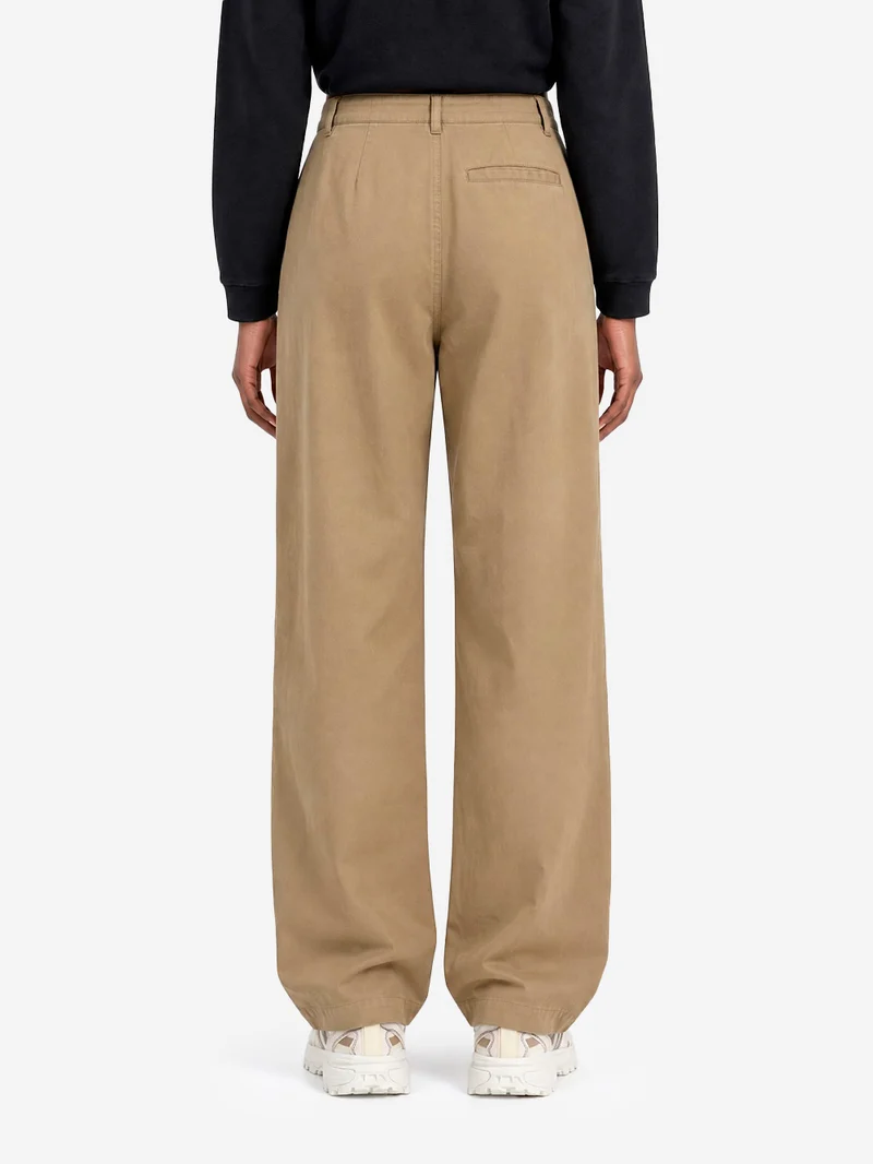 Pantaloni larghi in misto twill di lino verdi