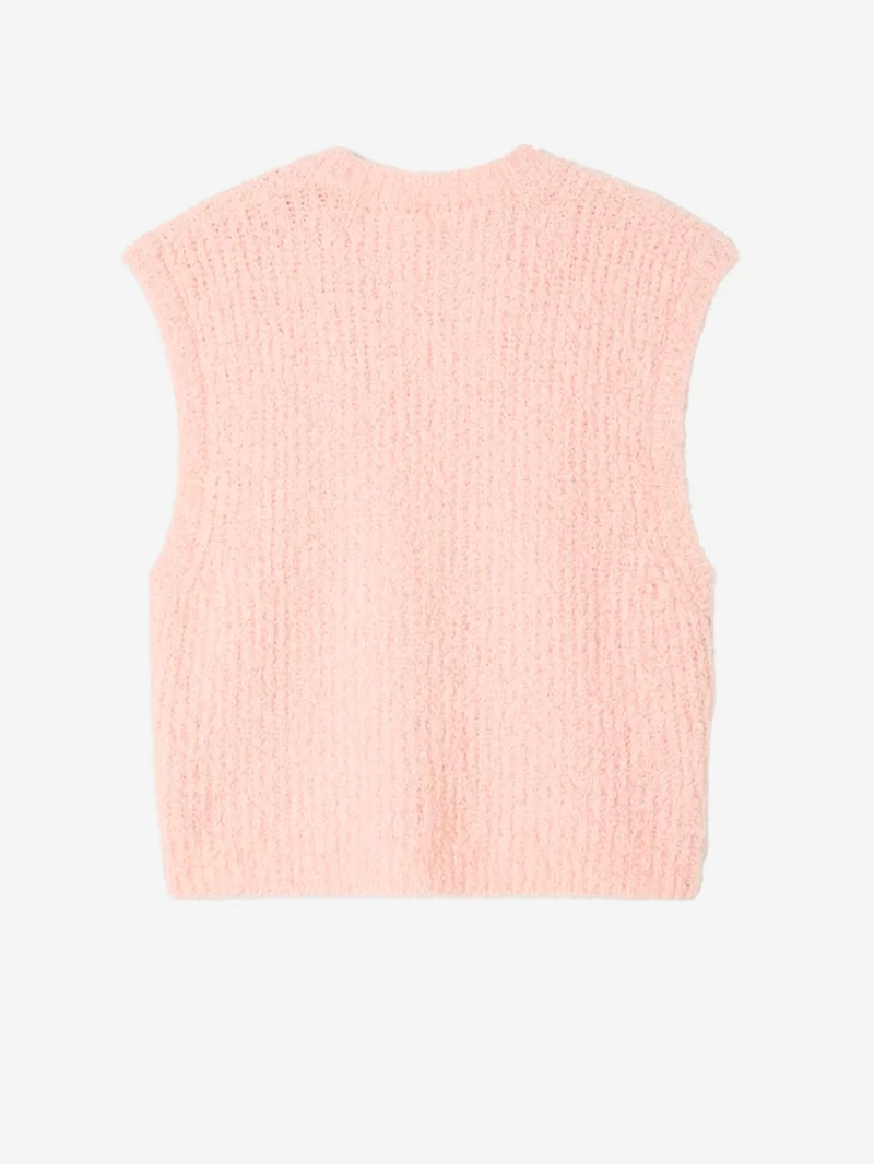 Gilet rosa in misto alpaca con scollo a V