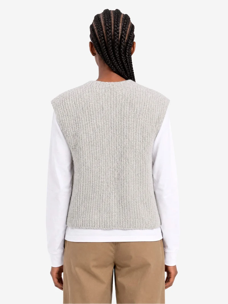 Gilet grigio in misto alpaca con scollo a V