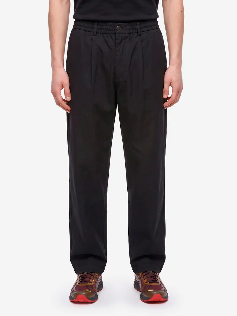 Pantaloni Brushed Moleskin Pleated Track Pant neri