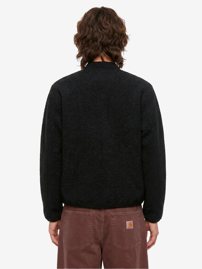 Bomber nero in lana con zip