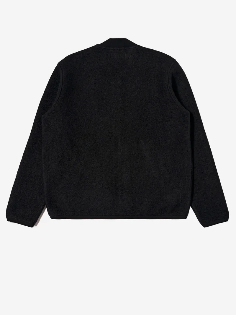 Bomber nero in lana con zip