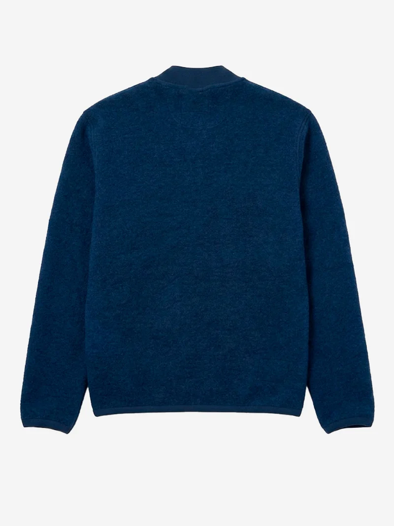 Bomber blu indigo in lana con zip