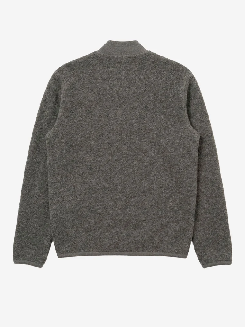 Bomber grigio in lana con zip