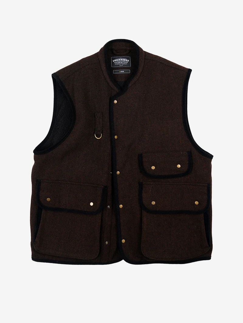 Gilet Herringbone Wool Hunting in misto lana