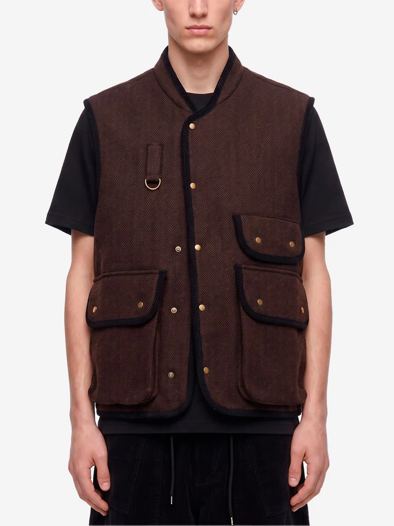 Gilet Herringbone Wool Hunting in misto lana