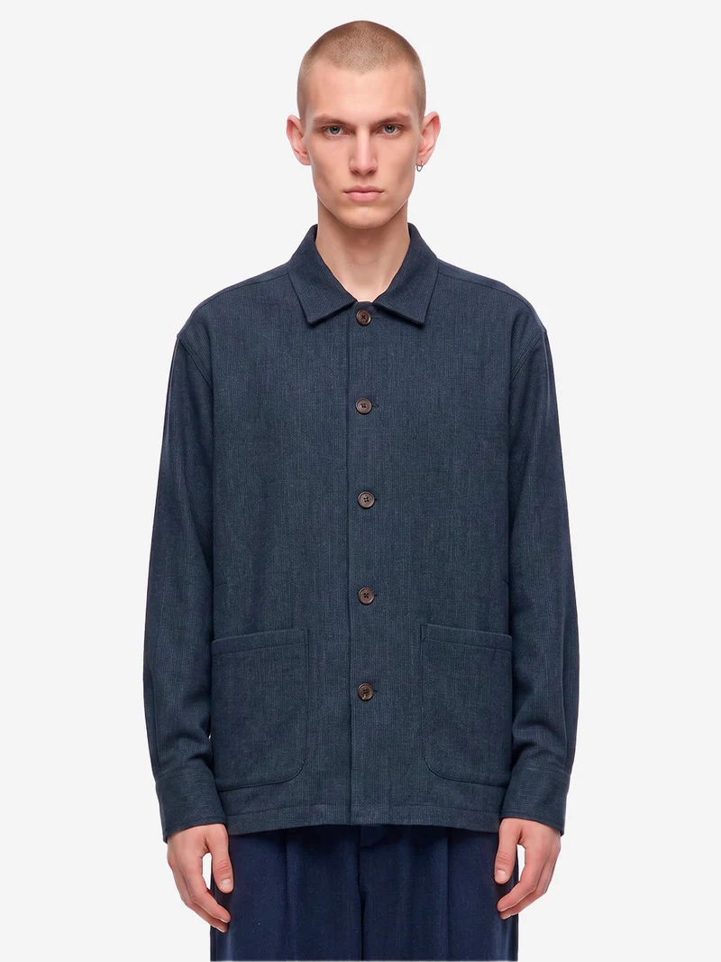 Overshirt 'Travail' in misto lana navy
