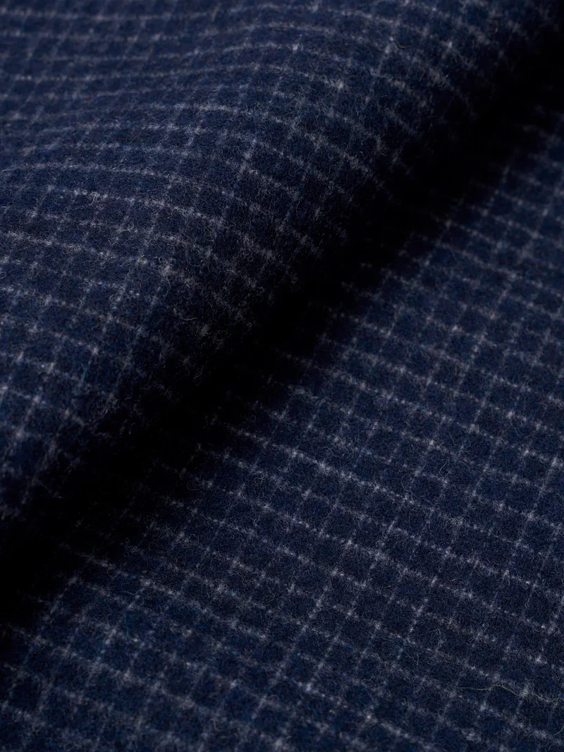 Overshirt Navy a quadri in misto lana