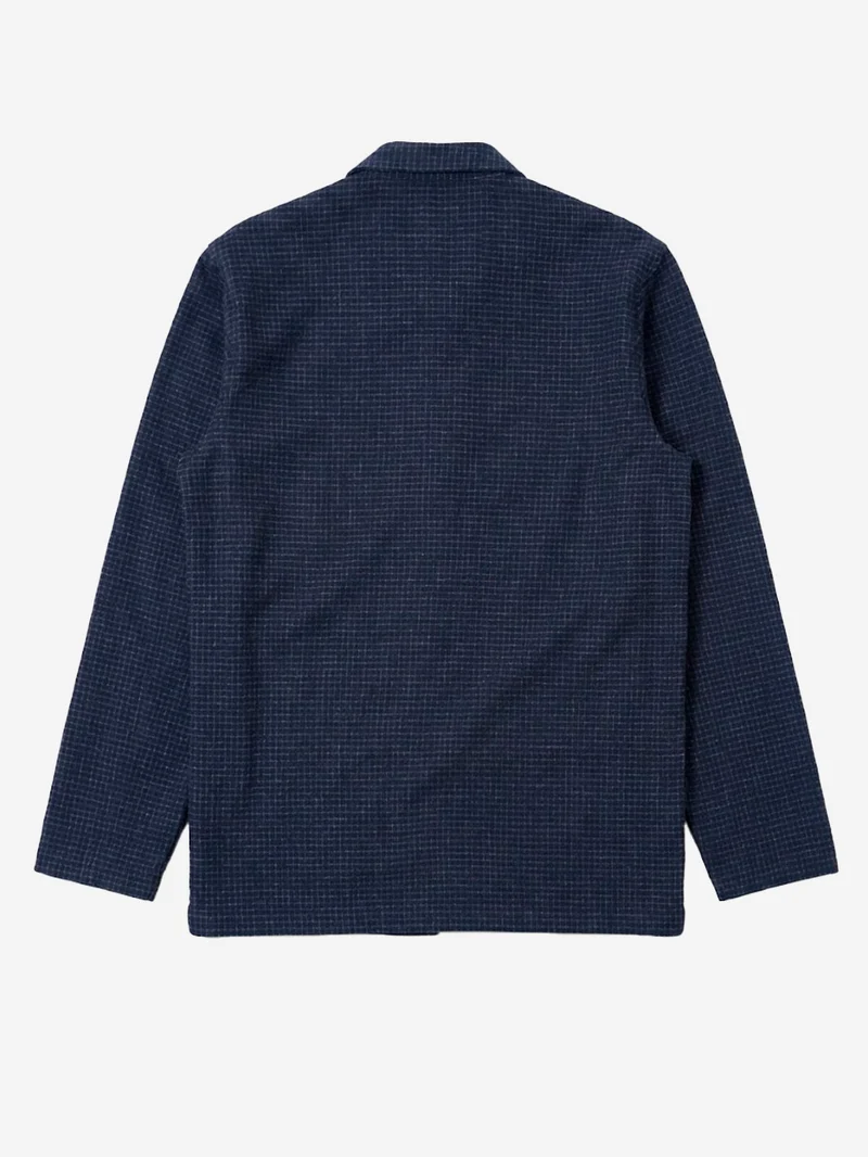 Overshirt Navy a quadri in misto lana