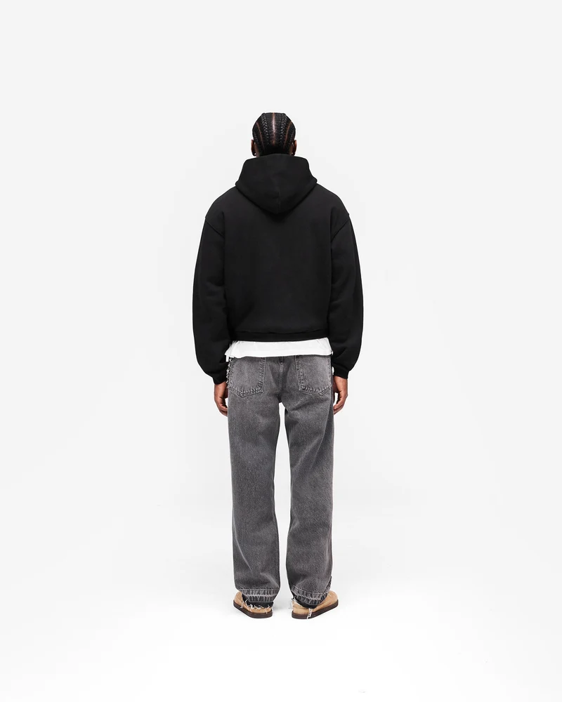GH Shrunken Zip Hoodie - Jet Black