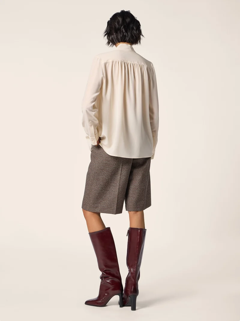 Silk Crêpe de Chine Shirt With Bow Tie