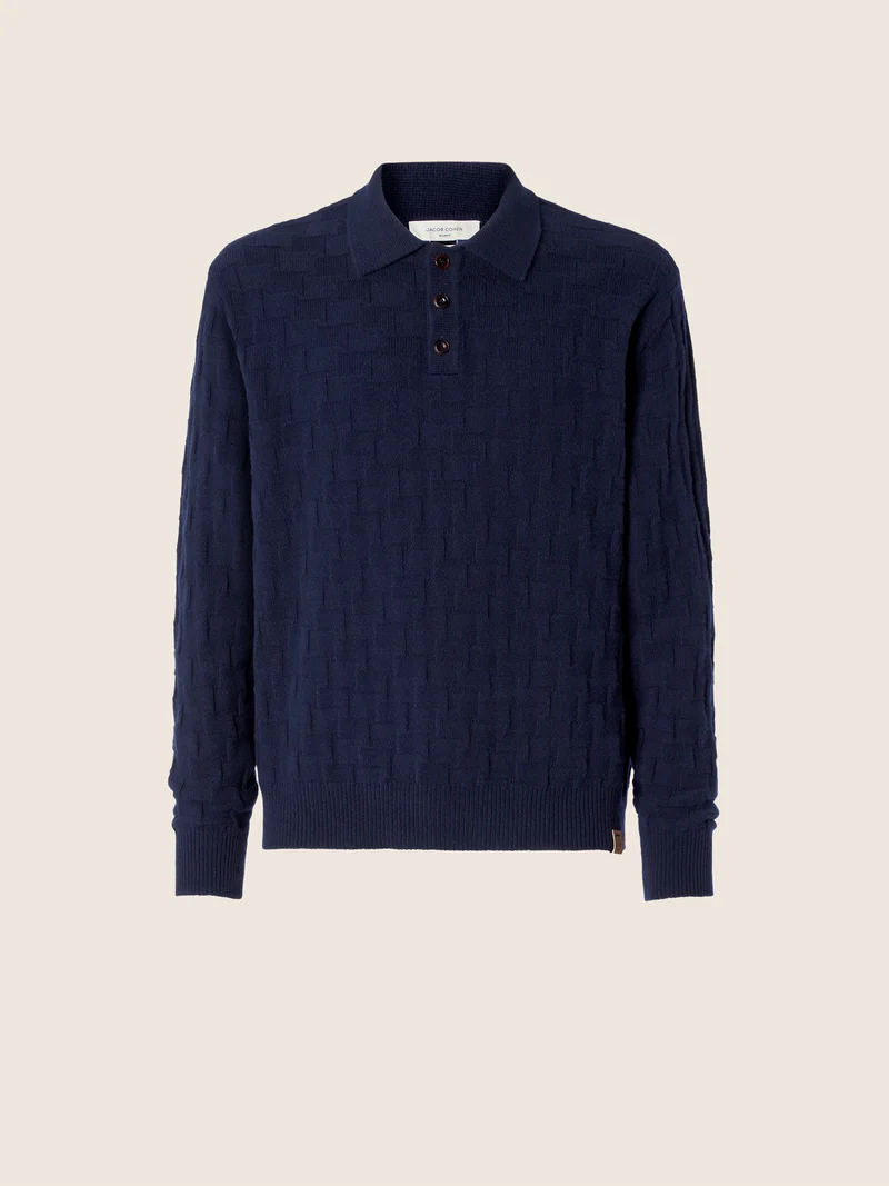 Wool-Cashmere Houndstooth Polo