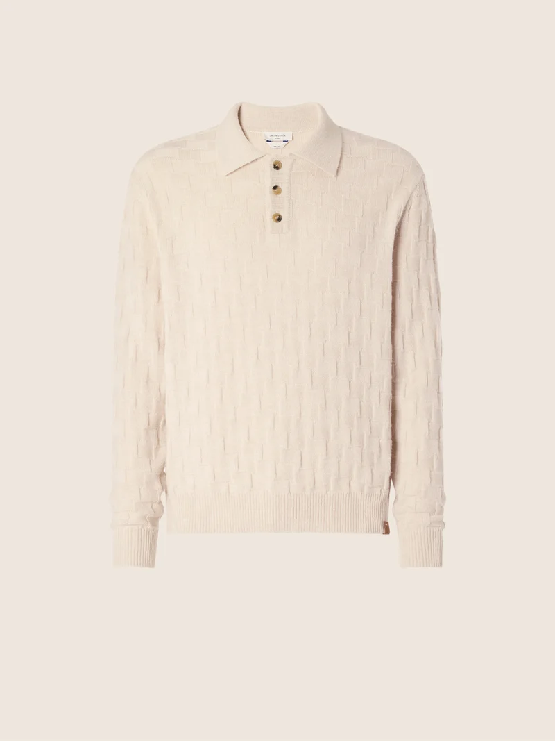 Wool-Cashmere Houndstooth Polo