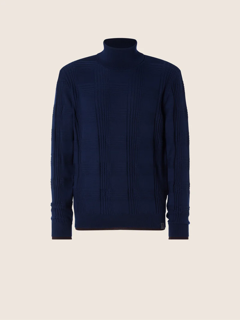 Check Wool Turtleneck Top