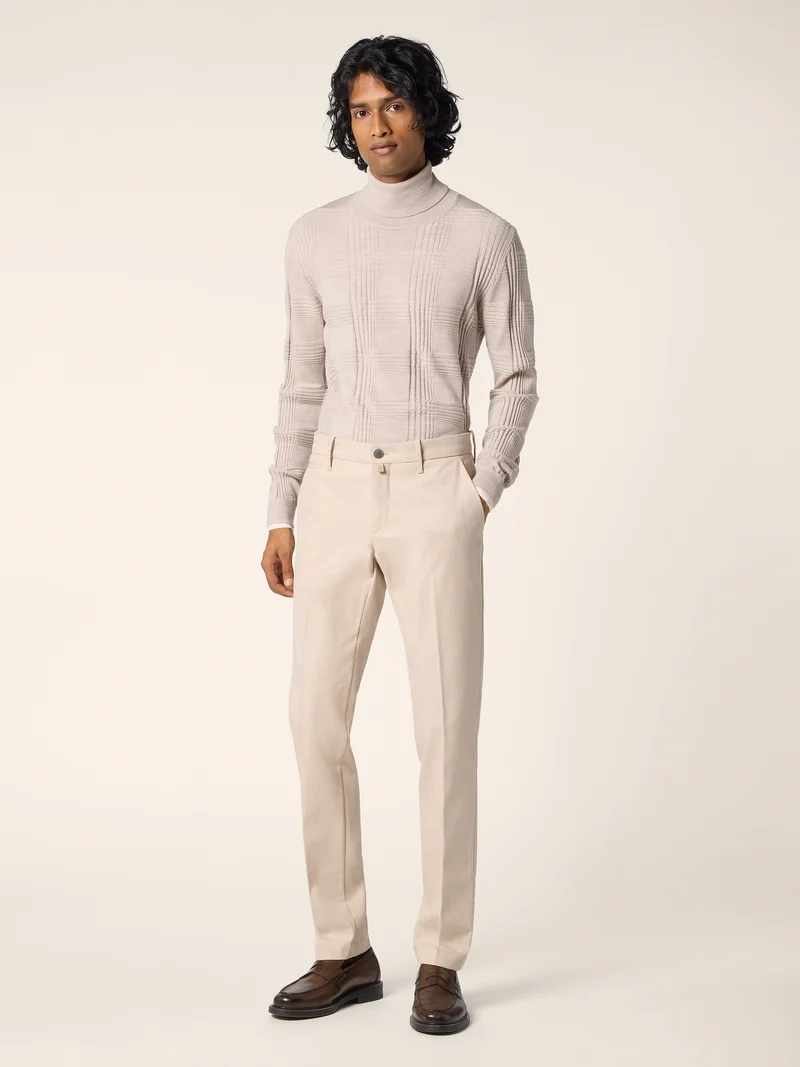 Check Wool Turtleneck Top