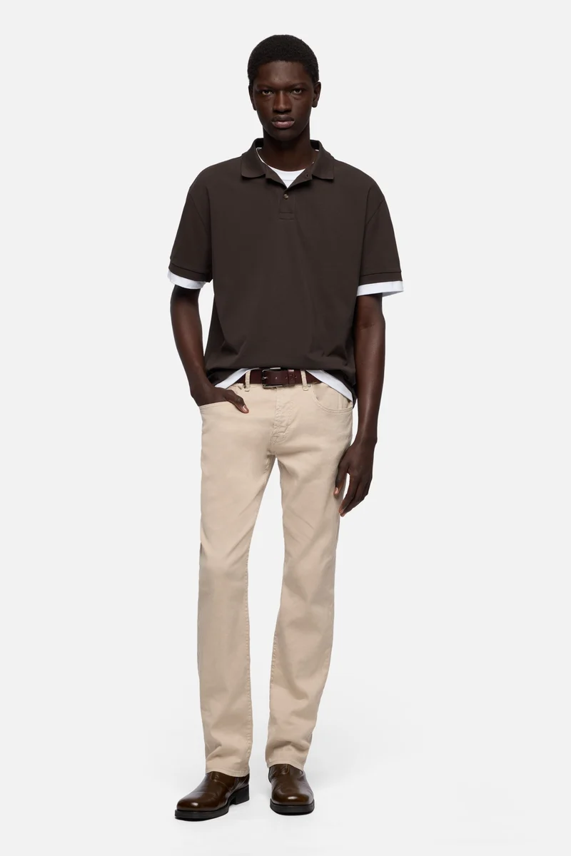 DOUBLE LAYER POLO in Espresso