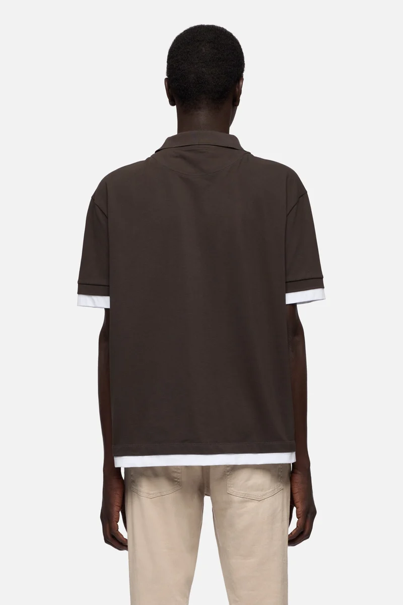 DOUBLE LAYER POLO in Espresso