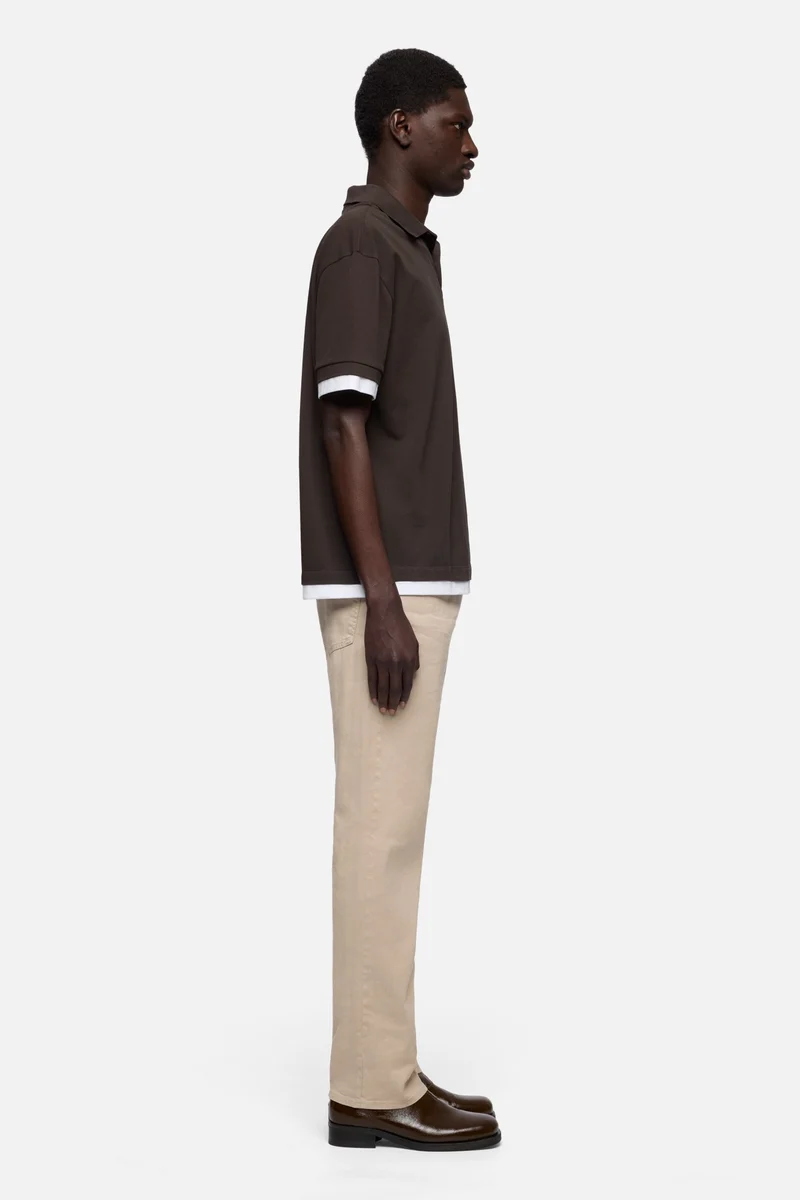 DOUBLE LAYER POLO in Espresso