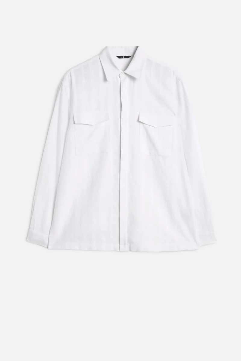 UTILITY SHIRT in Cotton Linen White
