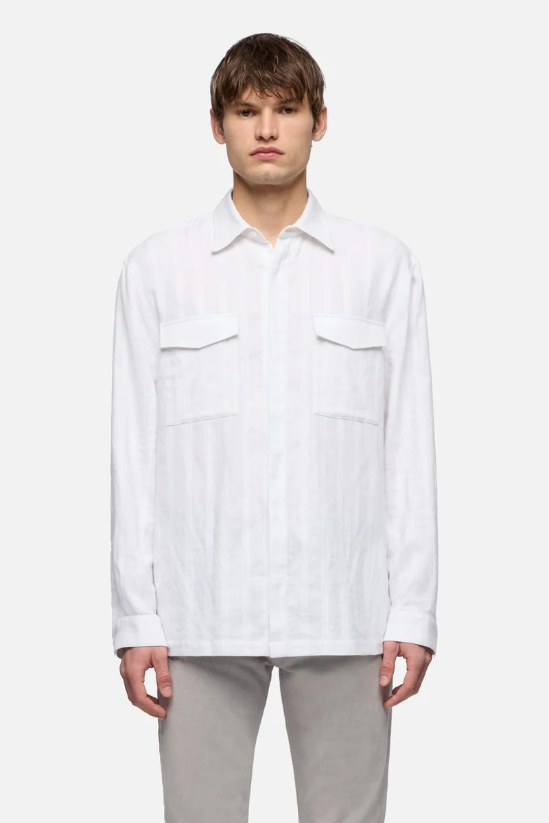 UTILITY SHIRT in Cotton Linen White