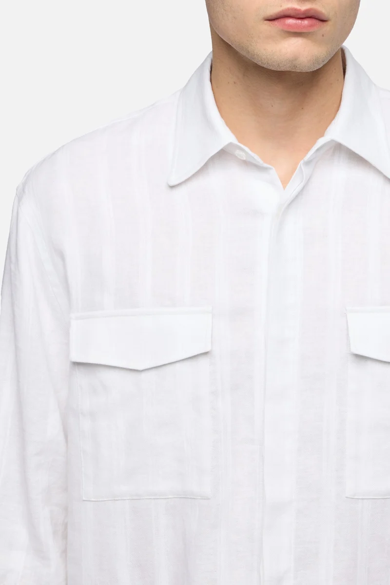 UTILITY SHIRT in Cotton Linen White