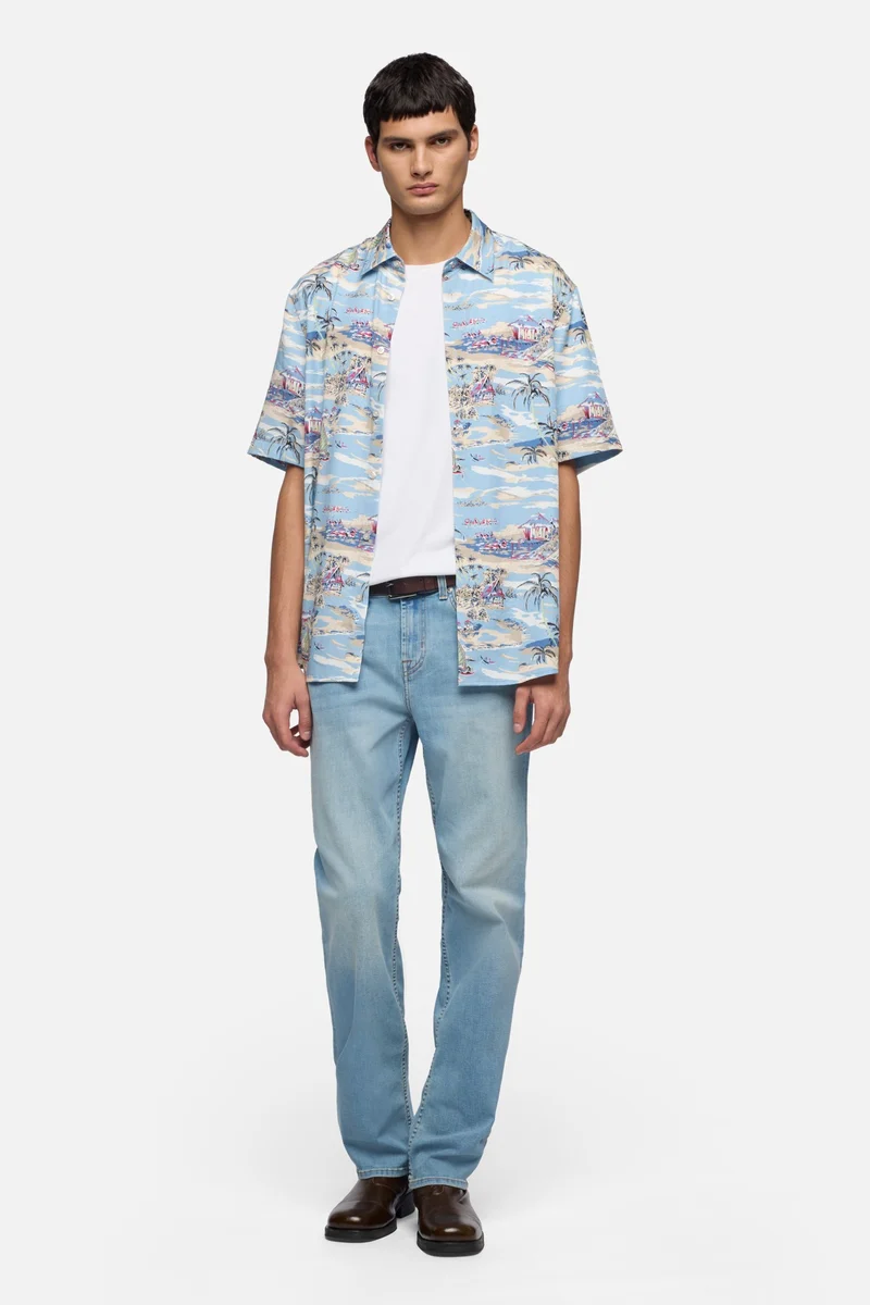 SHORT SLEEVE BUTTON UP SHIRT in Fluid Aloha
