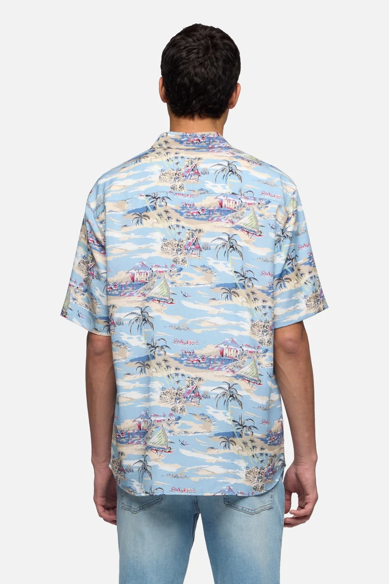 SHORT SLEEVE BUTTON UP SHIRT in Fluid Aloha